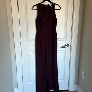 LEITH full length maroon v neck jumpsuit size small